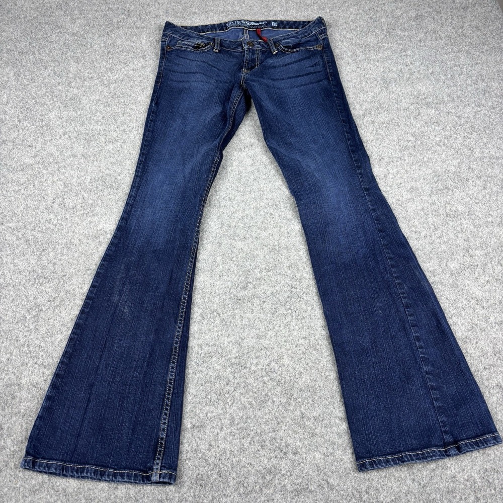VTG Guess Jeans Women's 28 Foxy Flare Low Rise Dark Wash Y2K Blue Denim Casual
